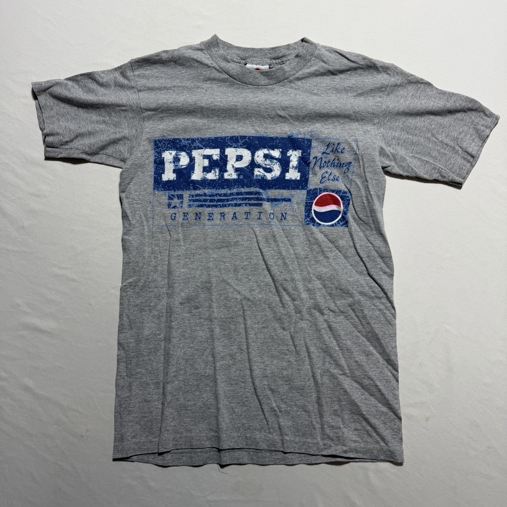 Vintage Pepsi Generation Graphic T Shirt Mens S/M Gray 90s Single Stitch USA